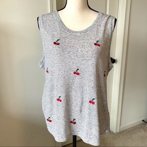 CYNTHIA ROWLEY Linen Blend Cherry Tank Top—SZ. XL